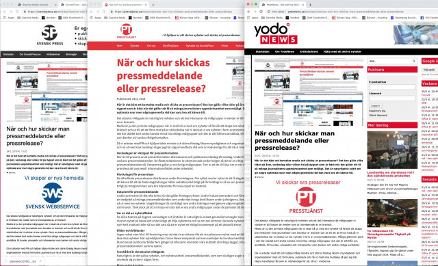 Pressmeddelanden och pressreleaser formuleras, publiceras och distribueras av den svenska presstjänsten Presstjänst.